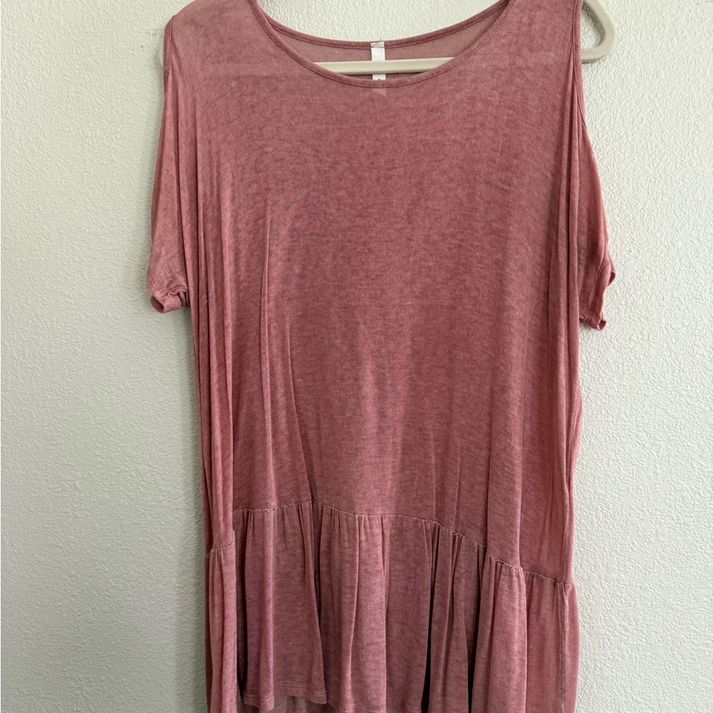 Women's Pink Top Cold Shoulder